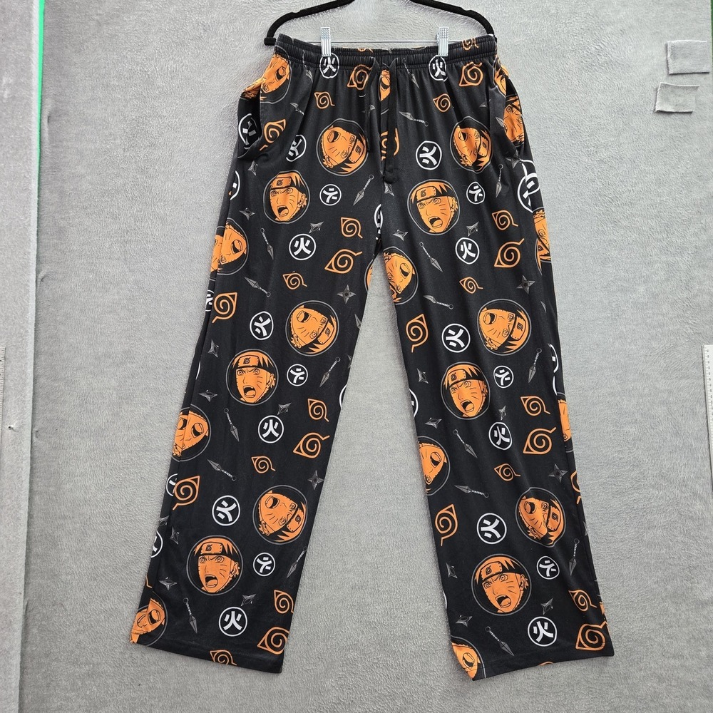 Naruto Shippuden Collection Men Sleepwear L Black Graphic‎ Print Faces